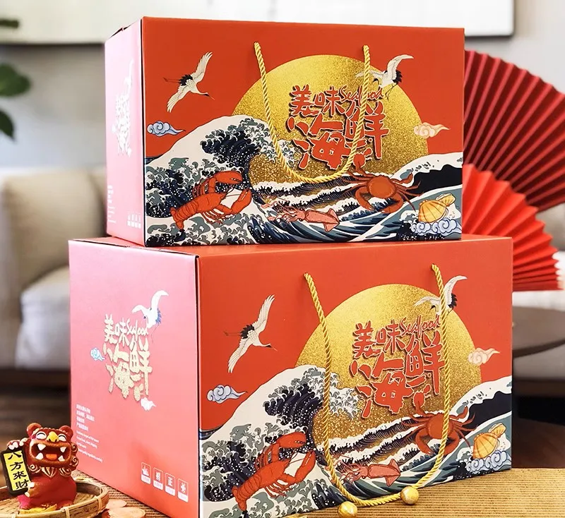 Colorful seafood gift cartons